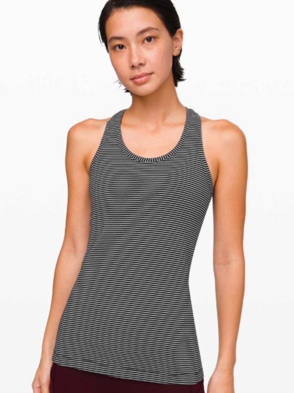 Striped Racerback Tank Top — Black/White